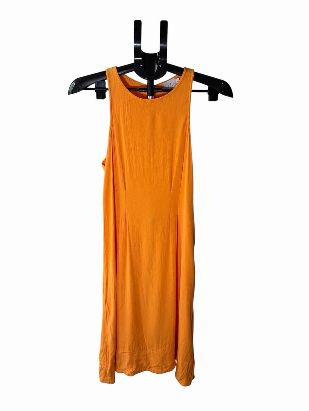 Anthropology HD in Paris Orange Shift Dress Sleeveless Knee Stretch Pockets 6